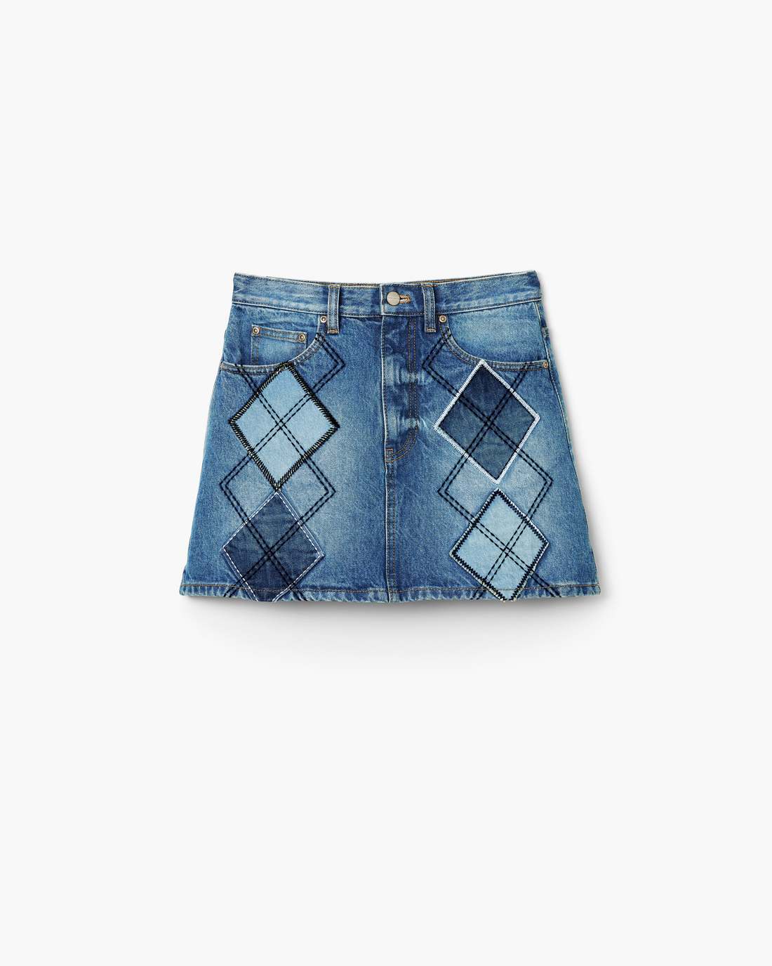 Marc Jacobs Classic | Argyle Patchwork Mini Skirt Bright Indigo