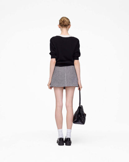 Marc Jacobs Best Seller | Gingham Tweed Mini Skirt Black Multi