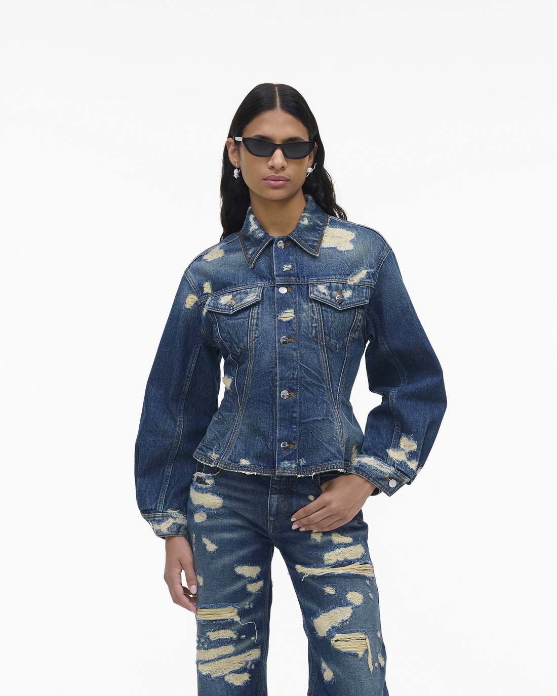 Marc Jacobs Great Value | The Rip And Repair Fluted Denim Jacket Punk Indigo