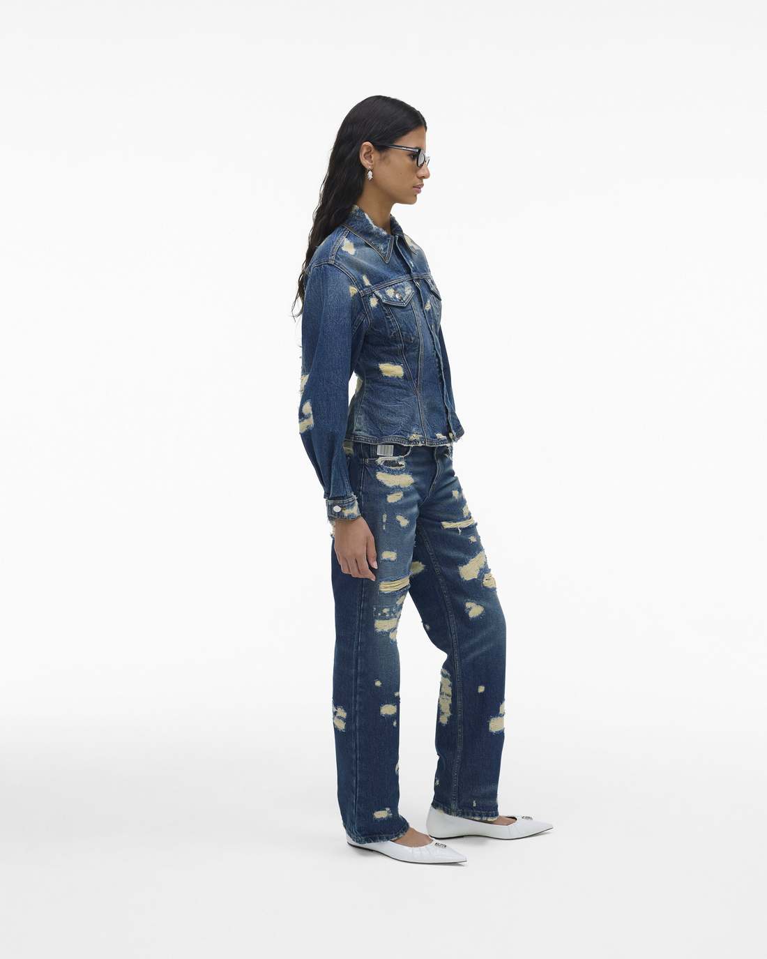Marc Jacobs Great Value | The Rip And Repair Fluted Denim Jacket Punk Indigo